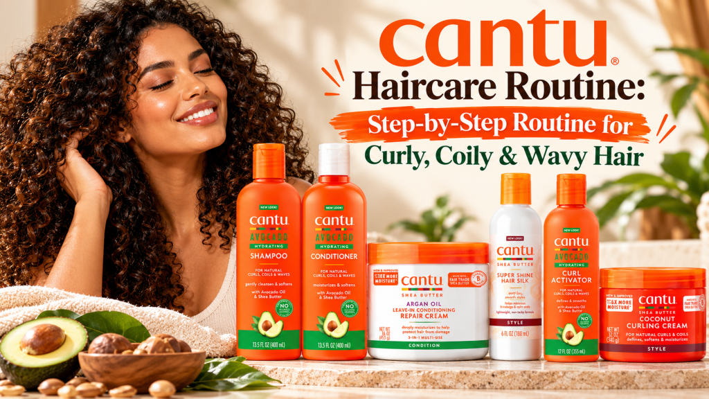 Cantu haircare routine for curly coily and wavy hair