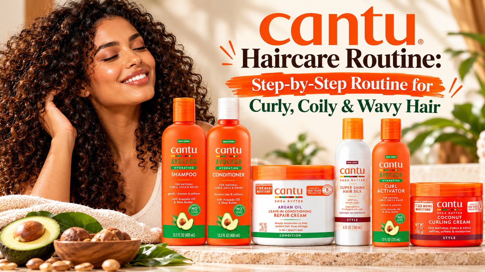 Cantu haircare routine for curly coily and wavy hair